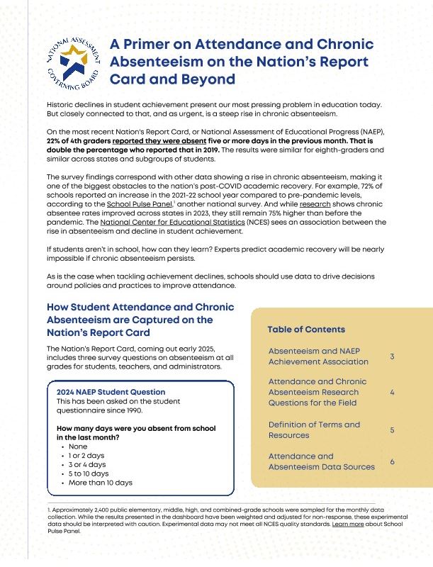 A Primer on Attendance and Chronic Absenteeism